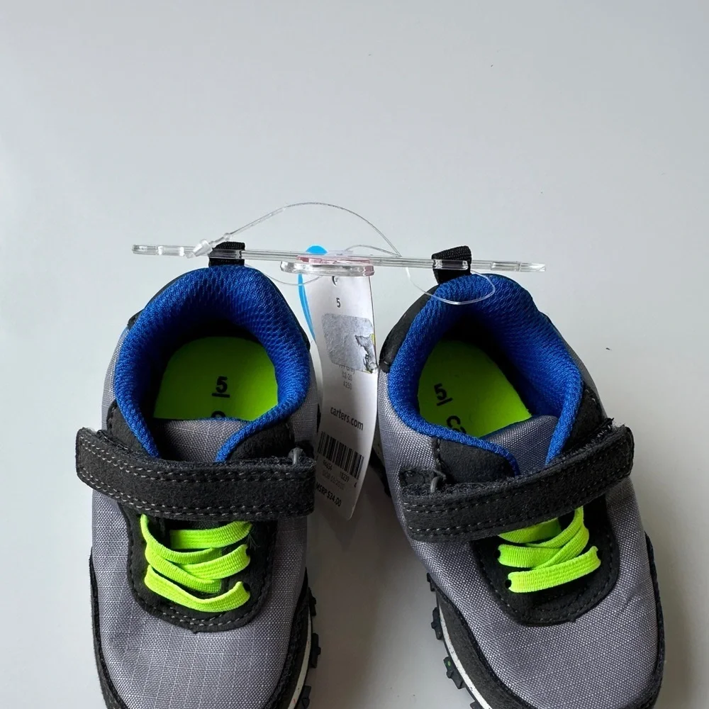 NWT Carter’s Blue Gray Athletic Collins Sneakers Shoes Toddler Boys Size 5